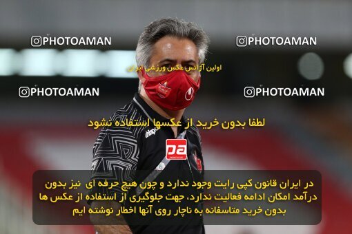 1977676, Tehran, Iran, Iran Football Pro League، Persian Gulf Cup، Week 25، Second Leg، Persepolis 1 v 0 Foulad Khouzestan on 2020/07/18 at Azadi Stadium