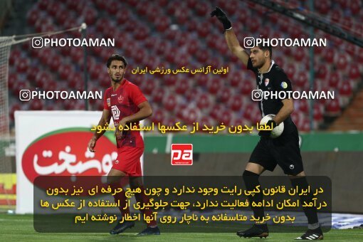 1977806, Tehran, Iran, Iran Football Pro League، Persian Gulf Cup، Week 25، Second Leg، Persepolis 1 v 0 Foulad Khouzestan on 2020/07/18 at Azadi Stadium