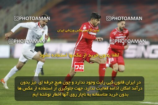 1998583, Tehran, Iran, لیگ برتر فوتبال ایران، Persian Gulf Cup، Week 16، Second Leg، Persepolis 1 v 0 Foulad Khouzestan on 2022/01/22 at Azadi Stadium