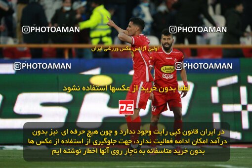1922550, Tehran, Iran, لیگ برتر فوتبال ایران، Persian Gulf Cup، Week 23، Second Leg، Persepolis 1 v 1 Esteghlal on 2022/03/17 at Azadi Stadium