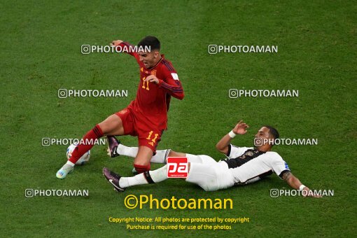 1964106, Al Khor, Qatar, 2022 FIFA World Cup, Group stage, Group E, Spain 1 v 1 Germany on 2022/11/27 at Al Bayt Stadium